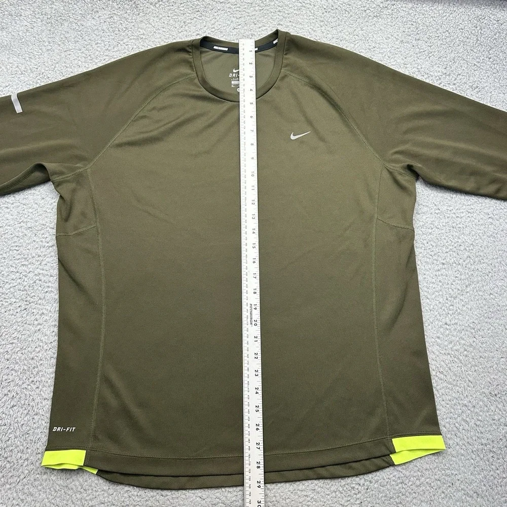 Nike Running 519700-321 Mens XL Nike Miler Dri-Fit L/S Green CrewNeck Shirt